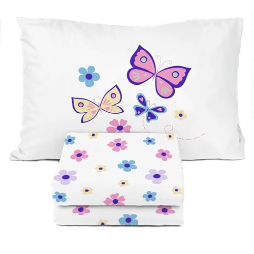 Image of Sunny Side Up Flutter Twin Sheet Set - 3 Piece Kids Bedding Set Includes Pillow Cover - Super Soft Floral Microfiber Sheets