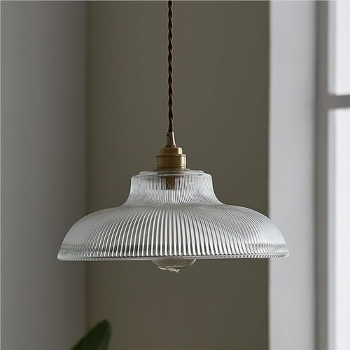 Lámpara colgante de vidrio a rayas retro con altura ajustable para cocina 5