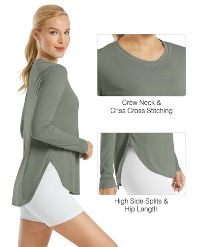 Image of G4Free Lightbreeze Womens UPF 50+ Long Sleeve Workout Tops Quick Dry UV Sun Shirt Running Gym Hiking Yoga Casual Lightweight