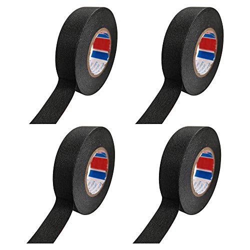 qipuneky 4pcs Cinta aislante de Arnés de Cableado Cinta Aislante de Tela Adhesivo Cinta Tela para Arnés de Cables Alta Temperatura para Coche Motocicleta (negro)