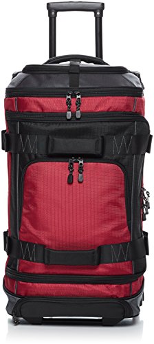 Amazon Basics Ripstop Rolling Travel Luggage Duffle Bag With Wheels - 28 Inch, Red
