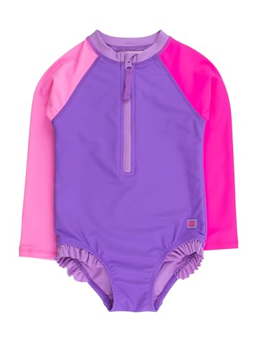 Image of RuffleButts Girls One Piece Rash Guard Baby Swimsuit UPF 50+ Sun Protection
