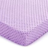 Entisn Baby Crib Sheets, 28 x 52 Inch Minky Dot Fitted Crib Mattress Sheet for Girls, Soft and Warm Fleece Nursery Bedding for Standard Toddler Bed Mattresses (Light Purple)