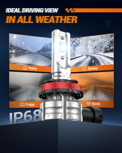 Image of SEALIGHT H8 H16 H11 LED Fog Light Bulbs, 10000LM 6500K Cool White Fog Lights LED, 1:1 Mini Design Plug & Play, IP68 Waterproof H11 LEDs, Pack of 2