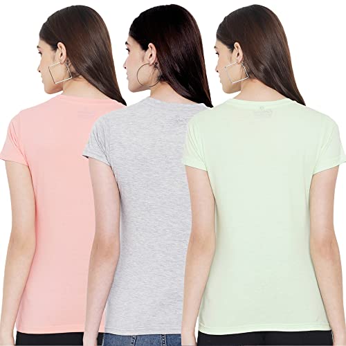 Image of Preneum Women's Cotton Regular Fit Graphic Stylish Printed Short Sleeves Casual T-Shirt || Trendy & Styles (Pack 3)