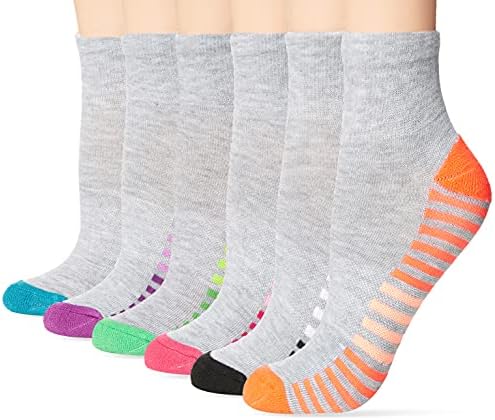 Hanes womens 6-pair Comfort Fit Ankle athletic socks, Grey, 5 9 US