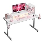 Bestier Small Gaming Desk with Monitor Stand, 106.6 CM LED Computer Desk, Gamer Workstation with Cup Holder & Headset Hooks, Modern Simple Style Desk for Home Office