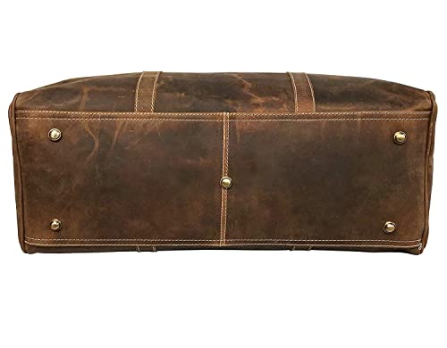 24 Inch Leather Duffel Bags For Men And Women Full Grain Leather Travel Overnight Weekend Leather Luggage With Travel Leather Toiletry Dopp Kit #TOP2
