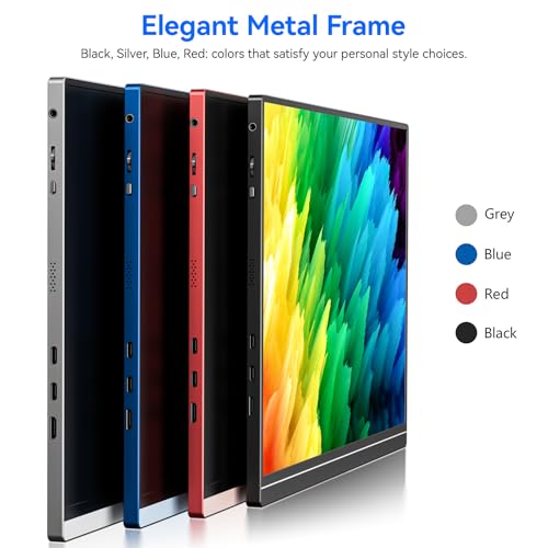 Image of Veout 16 inch Portable Monitor for Laptop, 1920 * 1200P FHD IPS Travel External Screen, Dual USB-C & Mini-HDMI Blue Light Filter Eye Care Second Display with 4 Colors Kickstand, 0.3 inch Ultra-Slim