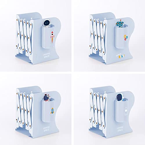 Image of Volo Expandable Bookcase Desktop Bookend /Book Stand /Book Holder /Book Organizer, Office Book Organizer Box Book Stand, Book Organiser, File Holders Organizer for Kids Room and Office.(Color : Blue)