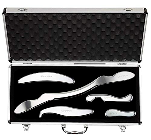 MYOFASCIAL TOOLS Pro - 5 Piece Tool Kit with Medical Grade Stainless Steel IASTM IAFM FAKTR Tools. Physical Therapy Set for Soft Tissue Mobilization. Myofascial Release