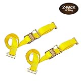 2 E-Track Ratcheting 2' x 12' Cargo Tie-Down Straps, Heavy Duty Polyester Tie-Downs Strong Ratchet &...