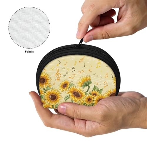 Small Coin Purse Sunflower Music Mini Wallet, Change Purse for Kids, Card Case for Woman4