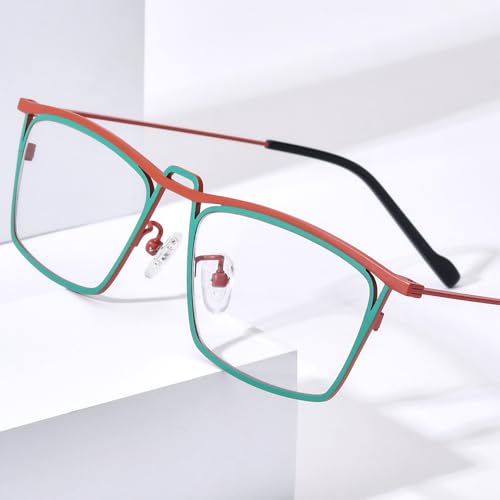 Image of FONEX Pure Titanium Glasses Frame Men Square Magnet Clip On Eyeglasses with Polarized Lens