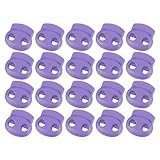 uxcell Plastic Spring Cord Locks, 20Pcs Shoe Lace Tie Lock, Double-Hole Slider Toggles Clip End Stopper Fastener for Drawstrings Paracord (Dark Purple)