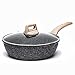 Carote 9.5 inch Nonstick Deep Frying Pan with glass lid,Stone-Derived Non-Stick Coating Granite From Switzerland