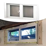 ZIUSFAC Finestra Scorrevole per Cantina Finestra Seminterrato in Alluminio Finestra di Ricambio Scorrevole Orizzontale 40 43 45 50 53 55 58 60 100cm(White,(WxH) 83x55cm/33x22)