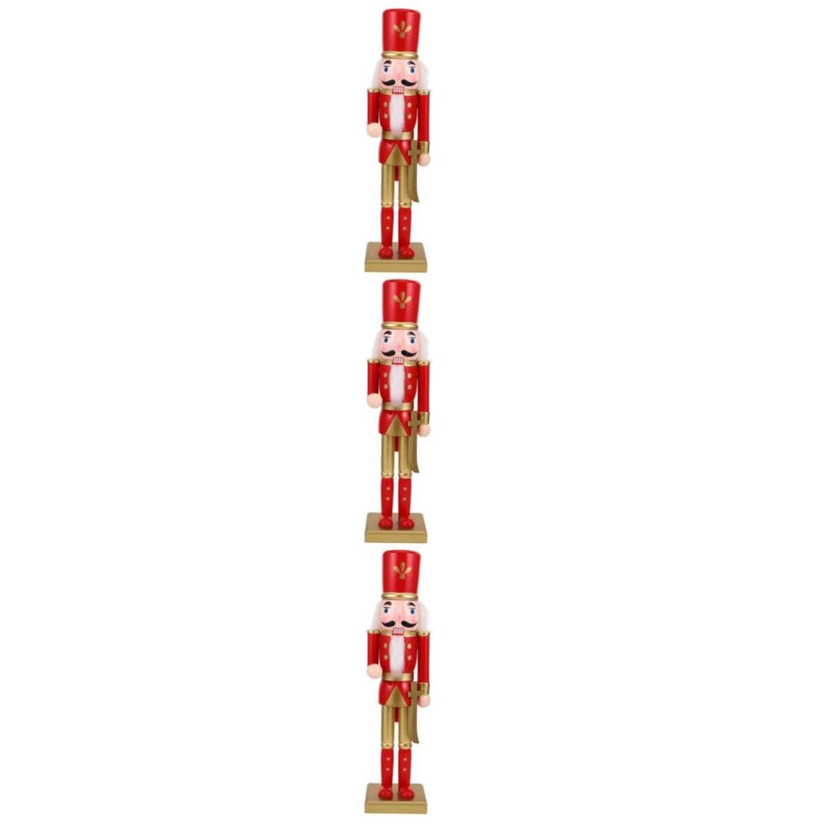 Beaupretty 3 Piezas Figura de Cascanueces Navideña de Madera, 38cm, Rojo