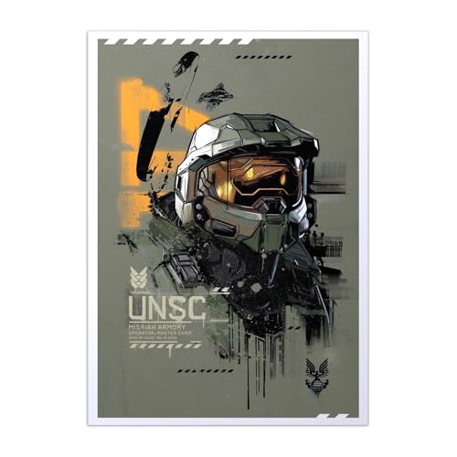 Displate - Poster en Métal - Monté sur Aimant - Halo Game - Halo Graphics - UNSC Misriah Armory - Taille M - 32x45cm Matt
