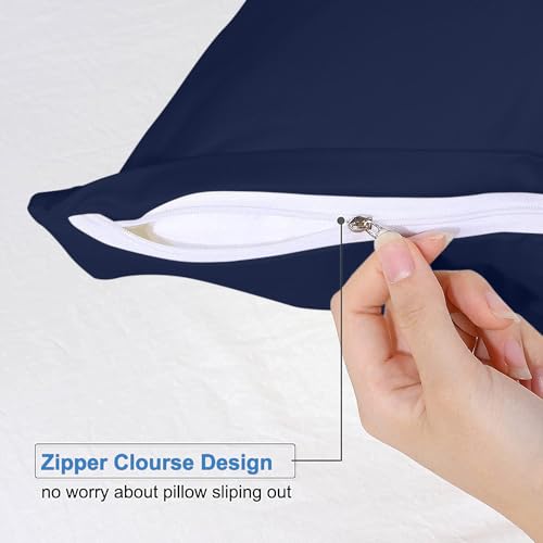 Image of Comfort Beddings Pack of 2 Toddler Pillowcases 13x18 Premium 100% Cotton Blend Navy Blue Toddler Pillow Case Zipper Closure, Super Soft Nursery Pillow Covers - Perfect for Kids (Size-13x18, Navy Blue)