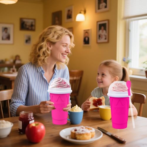Image of 500ML Slushie Maker Cups, Magic Quick Frozen Smoothies Cup for Homemade Milk Shake Ice Cream Makers, Cooling Cups, Double Layer Squeeze Slushy Cup, Birthday Gifts for Mom Dad, Boy, Girls