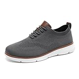 Men's Breeze Mesh Oxfords Sneakers Casual Dress Shoes Breathable Upper Footwear Lace-Up Lightweight Tennis Walking Shoes Business Fashion Comfortable Sneakers Grey