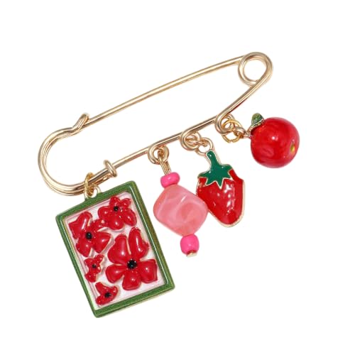 Broche fruit fraise peinte à la main, un bijou poétique unique - 6