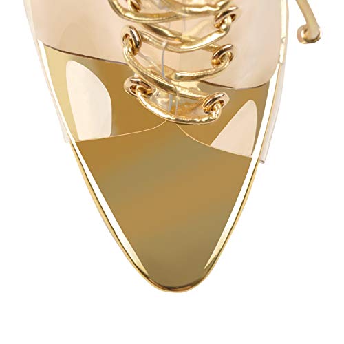 Richealnana Women's Clear Sandals PVC Lace Up Stiletto Heel Ankle Booties3