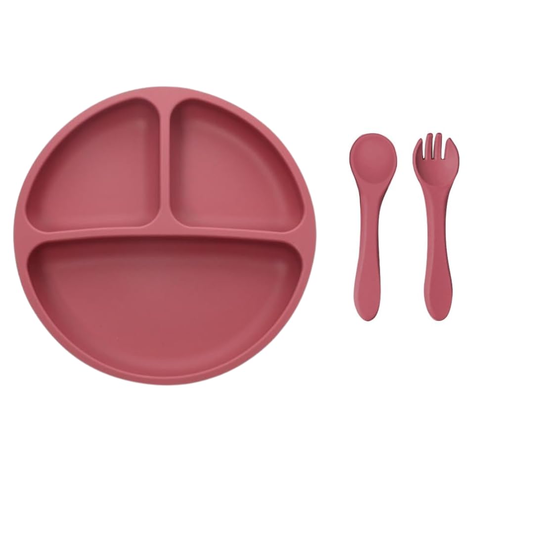 sakoraware Silicone Plates and Spoon for Babies, Kids | Lightweight, Durable and Easy to Hold – Gentle on Gums | Microwave & Dishwasher Useable - BPA-Free for Baby Infant, Random Color-image-4