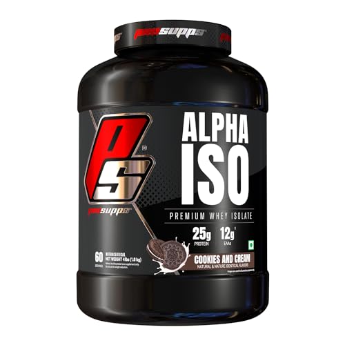 Image of PS PROSUPPS Alpha Iso Premium Whey Isolate|Whey Protein Isolate For Muscle Growth And Recovery|Isolate Whey Protein For Muscle Gain|25G Protein And 12G Eaa,Zero Sugar|1.8Kg(Cookies And Cream)