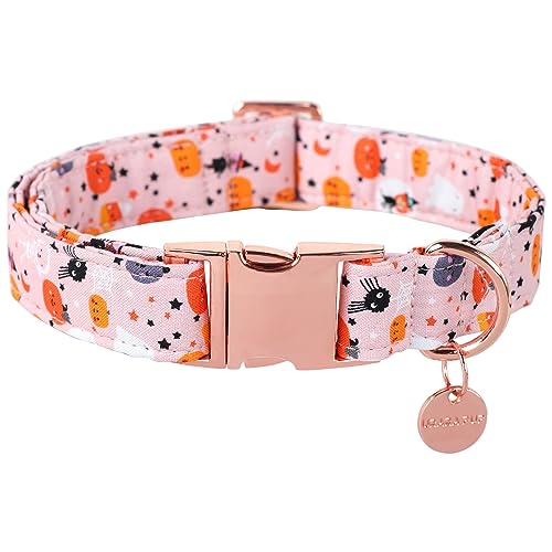 Image of Halloween Dog Collar with Metal Buckle Gift Pumpkin Dog Collar for Small Medium Large Girls or Boys Dogs Cute Durable Comfortable Pet Collars