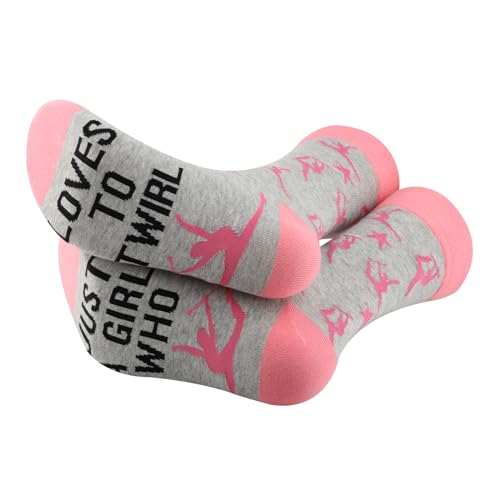 Image of PXTIDY 2 Pairs Baton Twirling Socks Baton Gifts Majorette Gifts Twirling Lover Gift Just A Girl Who Loves To Twirl Socks (Cotton, TO TWIRL sock)