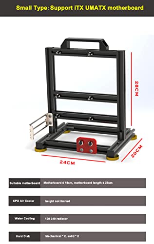 Chasis de PC abierto para gaming en aleación de aluminio, compatible con Mini ITX, refrigeración por aire y líquida miniatura 3