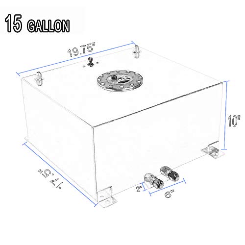 DEMOTOR PERFORMANCE Universal 15-Gallon Aluminum Fuel Cell-Black