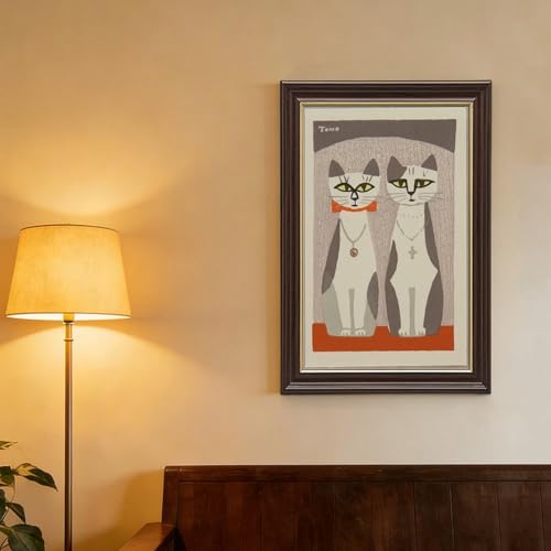 Impression sur toile Two Cats par Inagaki, tableau chat pour salon - 4