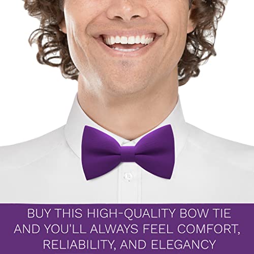 Bow Tie House Boys Classic Pre-Tied Bow Tie Formal Solid Tuxedo (Medium, Violet) - Thumbnail 5