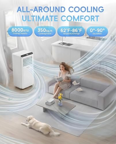 Image of Garvee 8000 BTUs Portable Air Conditioners,350 Sq.Ft. Ceer 6.2,DOE 5K BTUs