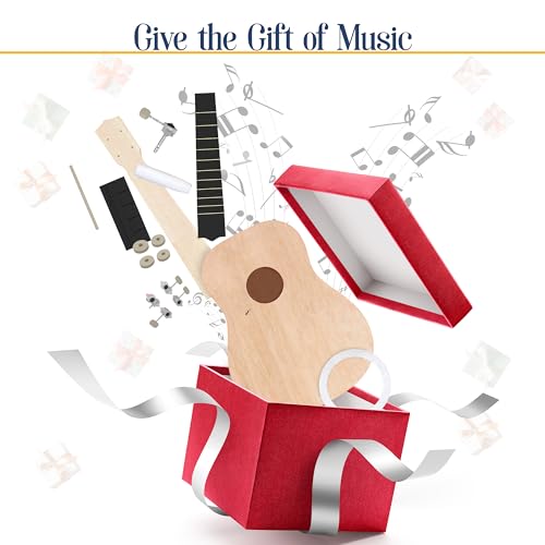 Image of DIY Ukulele Kit - Build Your Own Guitar with 21-Inch Soprano Ukelele Kit, Includes 33 Pieces Make Your Own Ukulele Acoustic Guitar DIY Projects (Pack of 2)