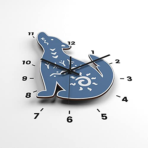 Cavka Wooden Wall Clock Aboriginal Native American Cute Plywood Silent Watch Kitchen Bedroom Diy Numbers Stickers Home Decor Cafe Mounted Tribal Wolf Laser Cut Wall Art Eco Living Room Mexican #TOP4