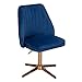 FineBuy Chaise De Bureau 80-100 cm Velours Bleu | Chaise Design Pivotant avec Dossier | Chaise Coquille 120 kg | Fauteuil Pivotant sans des Rôles