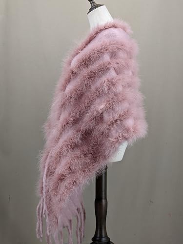 LVCOMEFF Women Natural Turkey Feather Shawl Wrap for Party Casual Winter Luxurious Feather Furry Stoles3