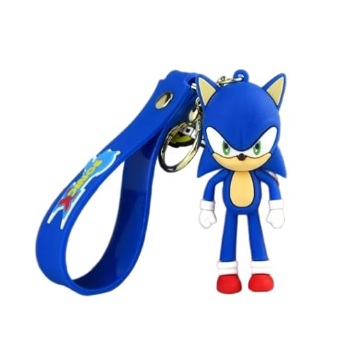 Sonic Keychain Kawaii Mini Figure Series Superhero Comic Book Character Movie Blue & White The hedgehog Shadow (Blue)