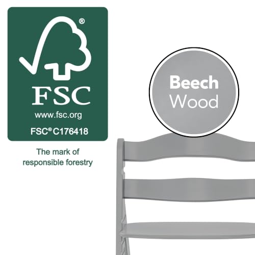 Image of hauck Alpha+ Grow Along Beechwood Booster Chair, Adjustable Seat, Grey
