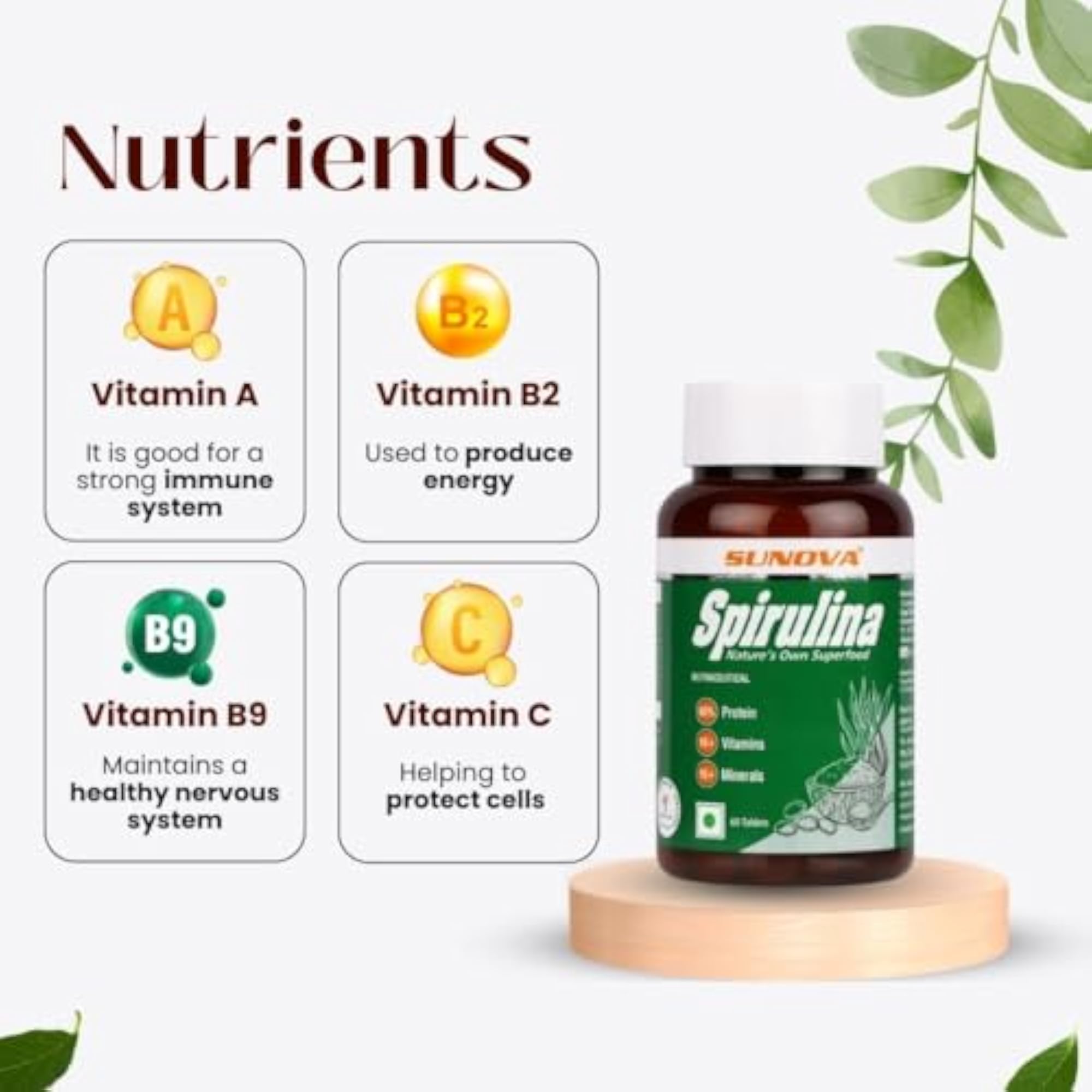 SUNOVA Organic Spirulina, Natural Supplement