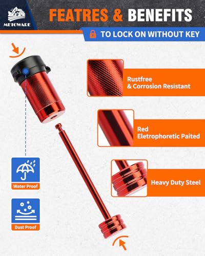 Image of METOWARE Trailer Tongue Coupler Lock 1 /4 inch Dia, 3-1 /2 inch Span, Trailer Hitch Lock for Latch-Type Coupler, Trailer Pin Lock for Towing Trailer RV Car Boat Truck Red(1 Pack)