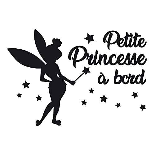 Lettrage adhésif pour Voiture Petite Princesse à Bord (J0161). Sticker Lettrage Voiture avec Film de Transfert.
