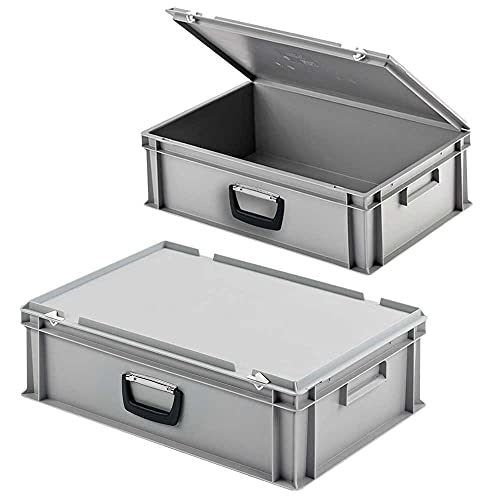 Lot de 2 valises empilables en polypropylène Gris 600 x 400 x 185 mm