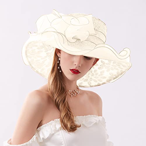 Derby Hats For Women 2022 Fashion Wide Brim Summer Hat Bridal Tea Party Wedding Hats 20S 50S Vintage Fascinator Hats #TOP2
