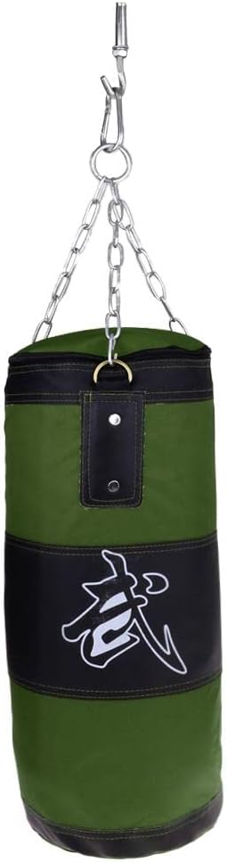 Detachable Canvas Hollow Boxing Bag 50cm- Adjustable Weight, Reinforced for Stability - Stress Relief, Self ion, MMA Training - for DIY Fillers - Olive Green