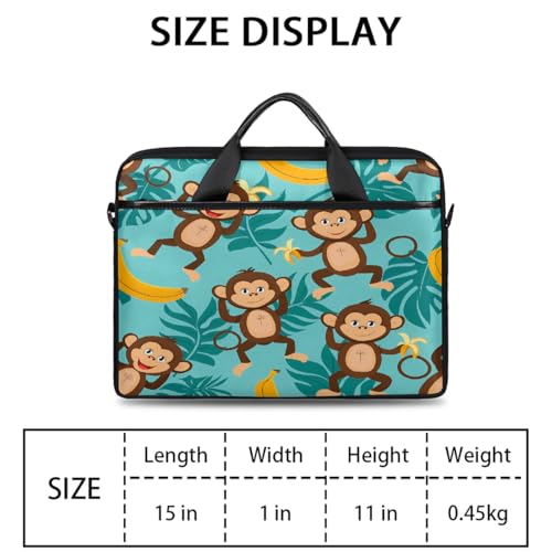 Funda para laptop de 15 pulgadas con estampado de mono y plátano, maletín delgado para negocios, bolso mensajero para mujeres y hombres, funda para laptop para trabajo, oficina y viajes miniatura 2